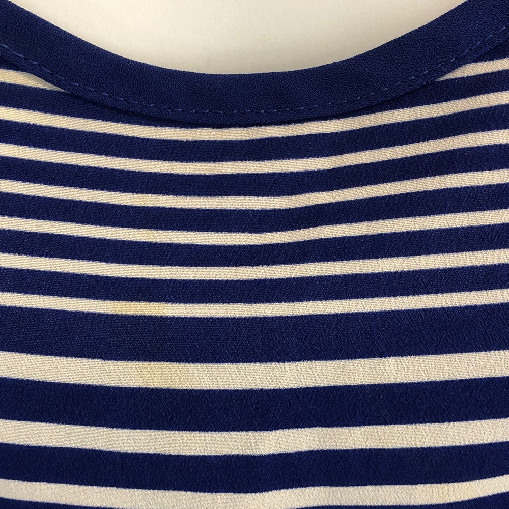 Olivia Moon Striped Navy and White Women's Sleeveless Blouse Top - Picture 4 of 9